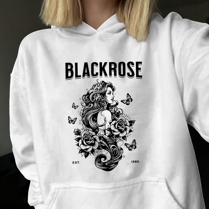 Black Rose (White Hoodie) V1